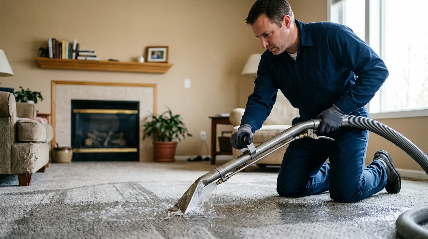 Water damage restoration technician working near Robesonia, PA